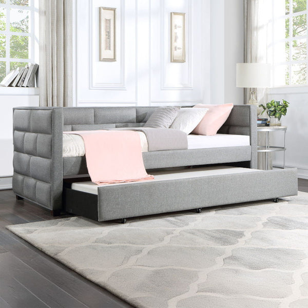 Ebbo - Twin Daybed With Trundle - Gray Fabric