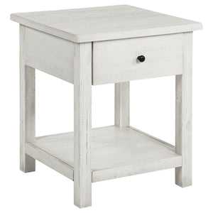 Payne - 1 Drawers Wood End Table with Shelf White