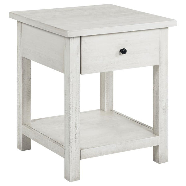 Payne - 1 Drawers Wood End Table with Shelf White