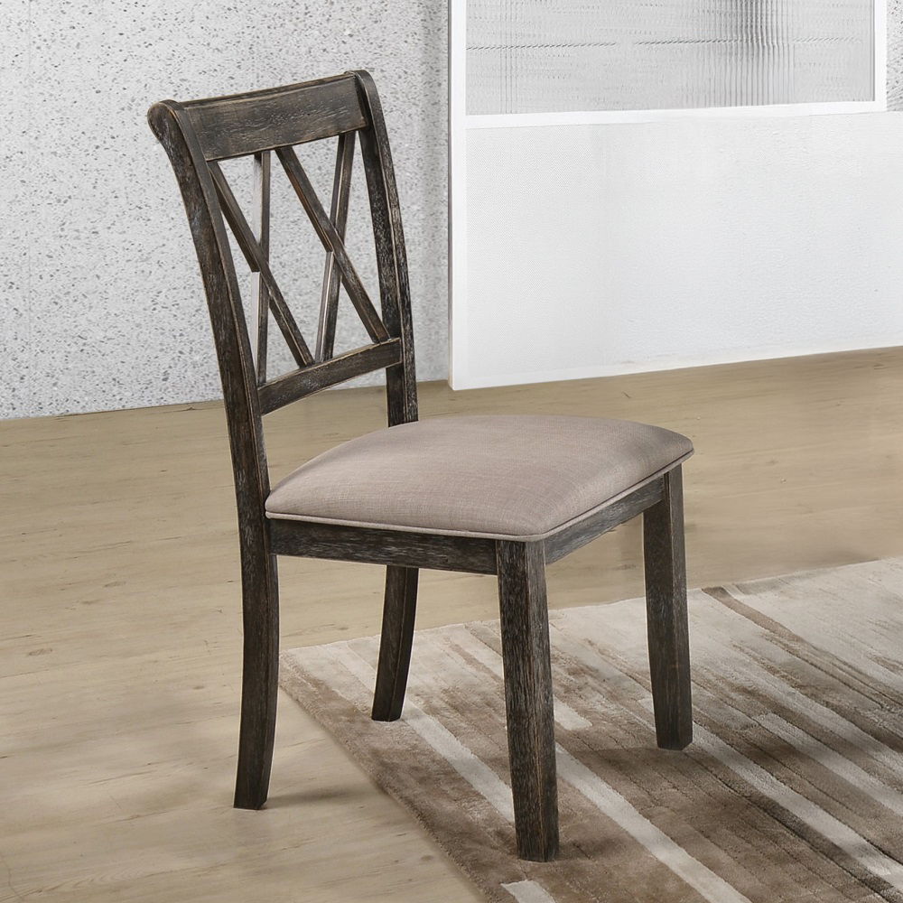 Claudia II - Side Chair (Set of 2) - Beige Fabric & Weathered Gray