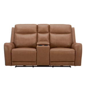 Haywood - Power Reclining Console Loveseat - Butternut