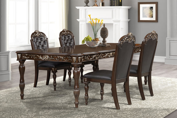 Maximus - Dining Table Set Dark Brown 5 Pc. Table, 4 Side Chairs