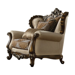 Latisha - Chair With 2 Pillows (Same Lv01578) - Tan, Pattern Fabric & Antique Oak