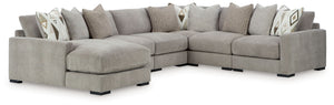 Aslan Court - Sectional Gray 6 Pc. Sectional With LAF Corner Chaise