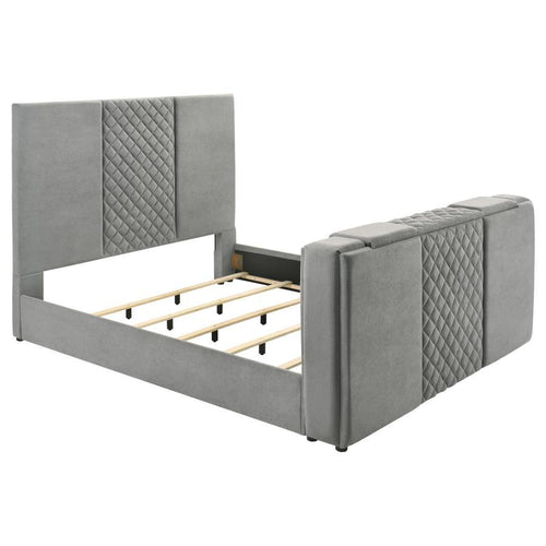 Tara - Upholstered Panel TV Bed Gray
