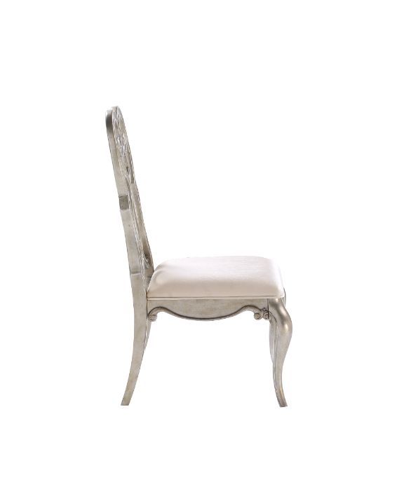 Esteban - Side Chair (Set of 2) - Ivory Velvet & Antique Champagne Finish