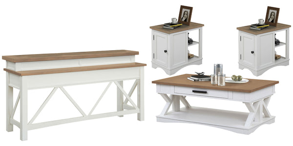 Americana Modern - Cocktail Table Set Cotton 4 Pc. Cocktail Table, 2 Chairside Tables, Console Table