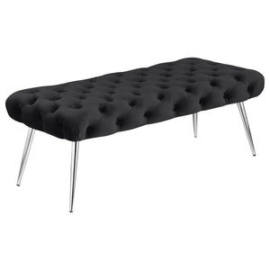 Ella - Upholstered Tufted Bench Metal Legs Black