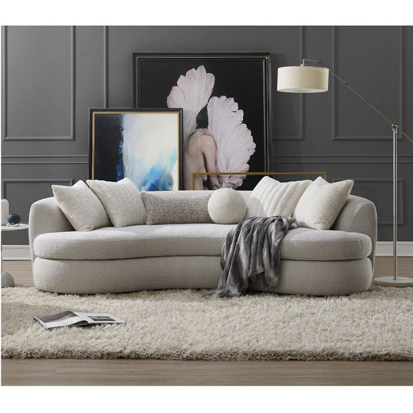 Iniko - Sofa With 6 Pillows - Beige Boucle