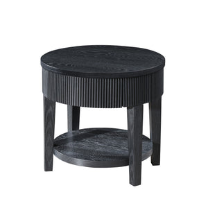 Tate - Round One Drawer End Table - Black