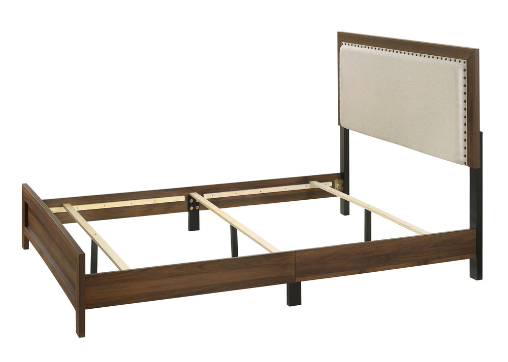 Millie - King Upholstery Bed In One Box - Brown Cherry
