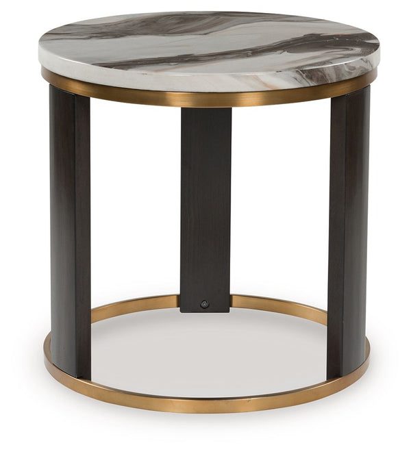 Jazmore - Brown / Brass Finish - Round End Table