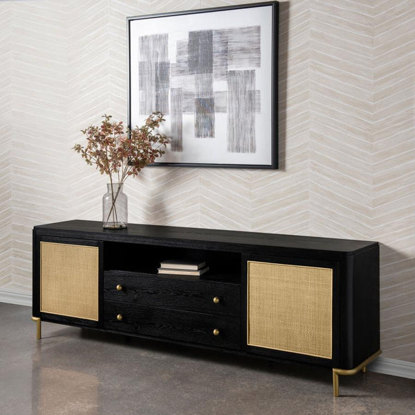 Arini - Rattan Cane 2-Door TV Stand Media Console