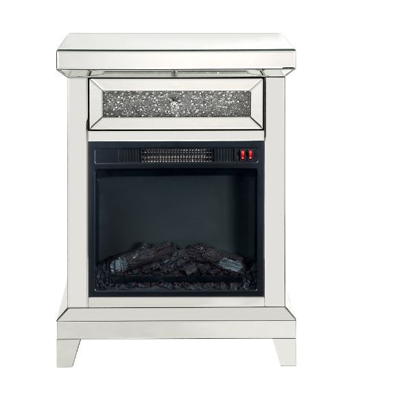 Noralie - 24" Fireplace - Mirrored & Faux Diamonds