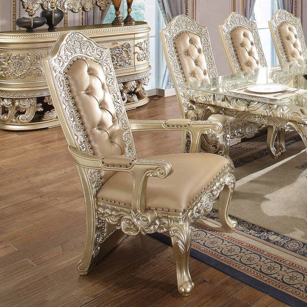 Vatican - Arm Chair (Set of 2) - Synthetic Leather & Champagne Silver