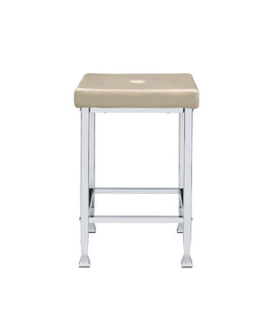 Raine - Stool (Set of 2) - Beige Velvet & Chrome Finish