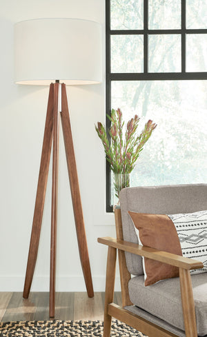 Dallson - Wood Floor Lamp  - Brown