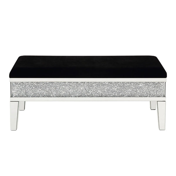 Noralie - 19" Bench With Storage - Mirrored & Faux Diamonds