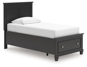 Lanolee - Panel Bed Black Twin 1 Drawer