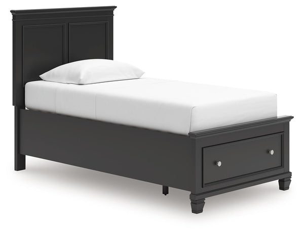 Lanolee - Panel Bed Black Twin 1 Drawer