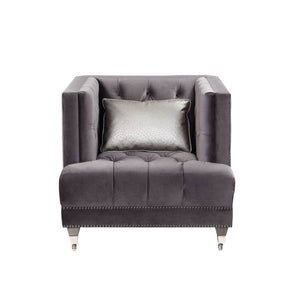 Hegio - Chair With Pillow - Gray Velvet
