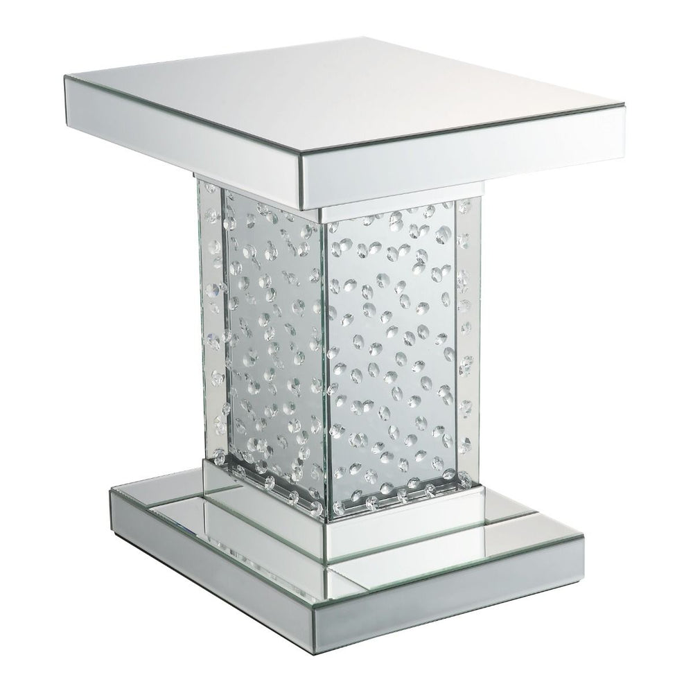 Nysa - 20" End Table - Mirrored & Faux Crystals