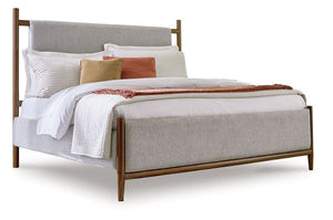 Lyncott - Upholstered Bed Dark Brown