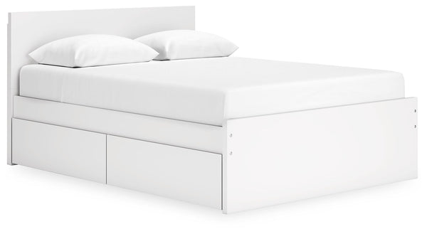 Onita - Panel Platform Bed White Queen 2 Side Storage