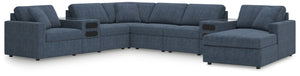 Modmax - Ink - Sectional Blue 8 Pc. Sectional With Raf Corner Chaise And Audio System Consoles