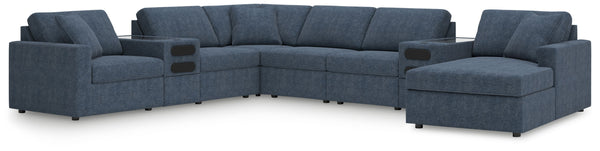 Modmax - Ink - Sectional Blue 8 Pc. Sectional With Raf Corner Chaise And Audio System Consoles