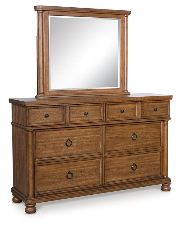 Rowlenstown - Dresser Light Brown Dresser & Mirror