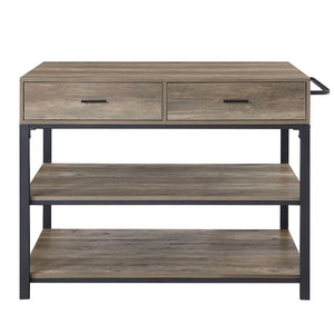 Macaria - 36" Kitchen Island - Rustic Oak & Black