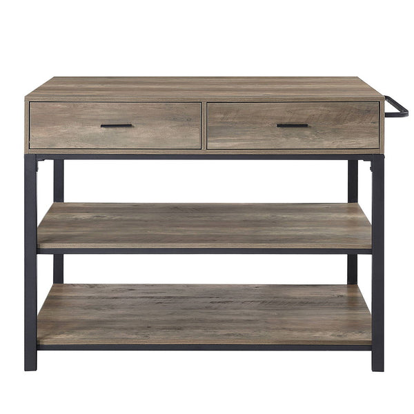 Macaria - 36" Kitchen Island - Rustic Oak & Black