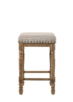 Farsiris - Counter Height Stool (Set of 2) - Beige Fabric & Weathered Oak