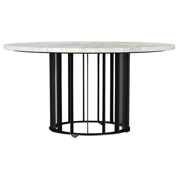 Haven - Round Genuine White Marble Top Table Black Coffee Tables