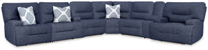 Acklen Place - Reclining Sectional Blue 7 Pc. Power Reclining Sectional With Storage Console
