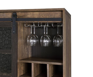 Treju - Wine Cabinet - Obscure Glass, Rustic Oak & Black