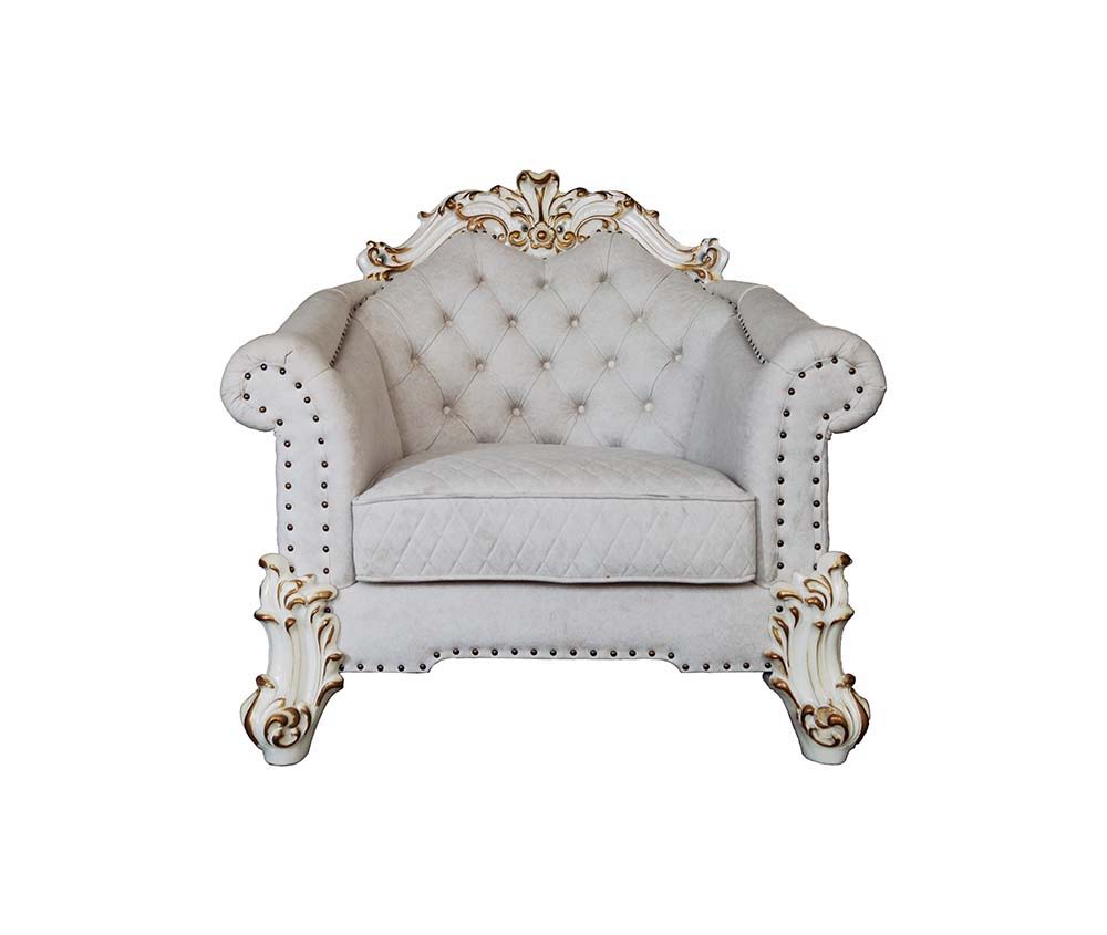 Vendom II - Chair - Two Tone Ivory Fabric & Antique Pearl Finish