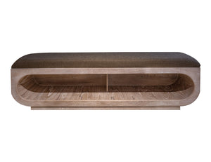 Balam - Wooden Bench With Fabric Cushioned Seat - Ivory White