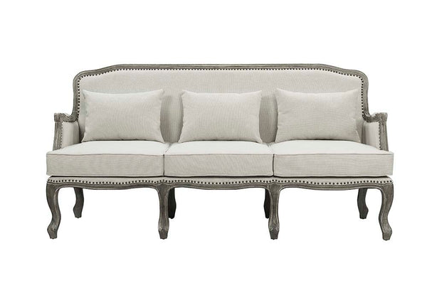 Tania - Sofa With 3 Pillows - Cream Linen & Gray