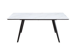 Caspian - Dining Table - White Printed Faux Marble Top & Black