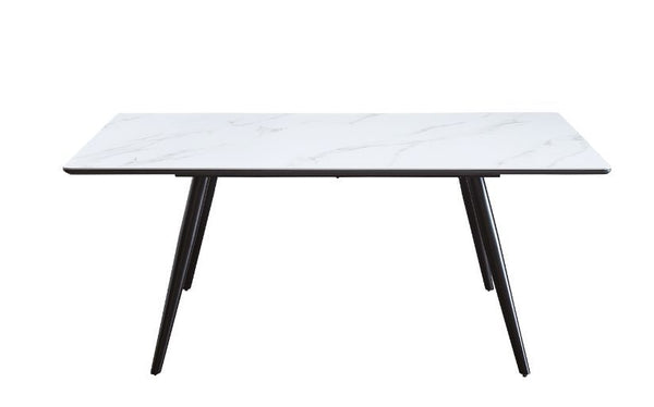 Caspian - Dining Table - White Printed Faux Marble Top & Black