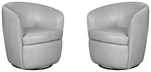 Barolo - 100% Italian Leather Swivel Club Chair (Set of 2)