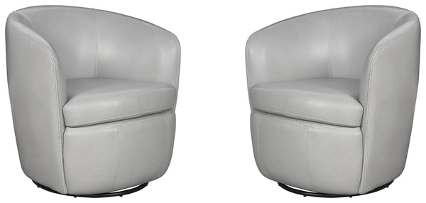 Barolo - 100% Italian Leather Swivel Club Chair (Set of 2)