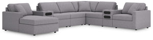 Modmax - Granite - Sectional Gray 8 Pc. Sectional With Audio System And Laf Corner Chaise