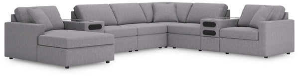 Modmax - Granite - Sectional Gray 8 Pc. Sectional With Audio System And Laf Corner Chaise
