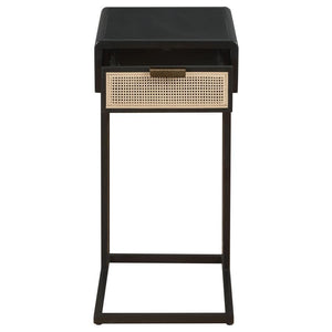 Amherst - 1-Drawer Radio Weave Cane Metal Side Table