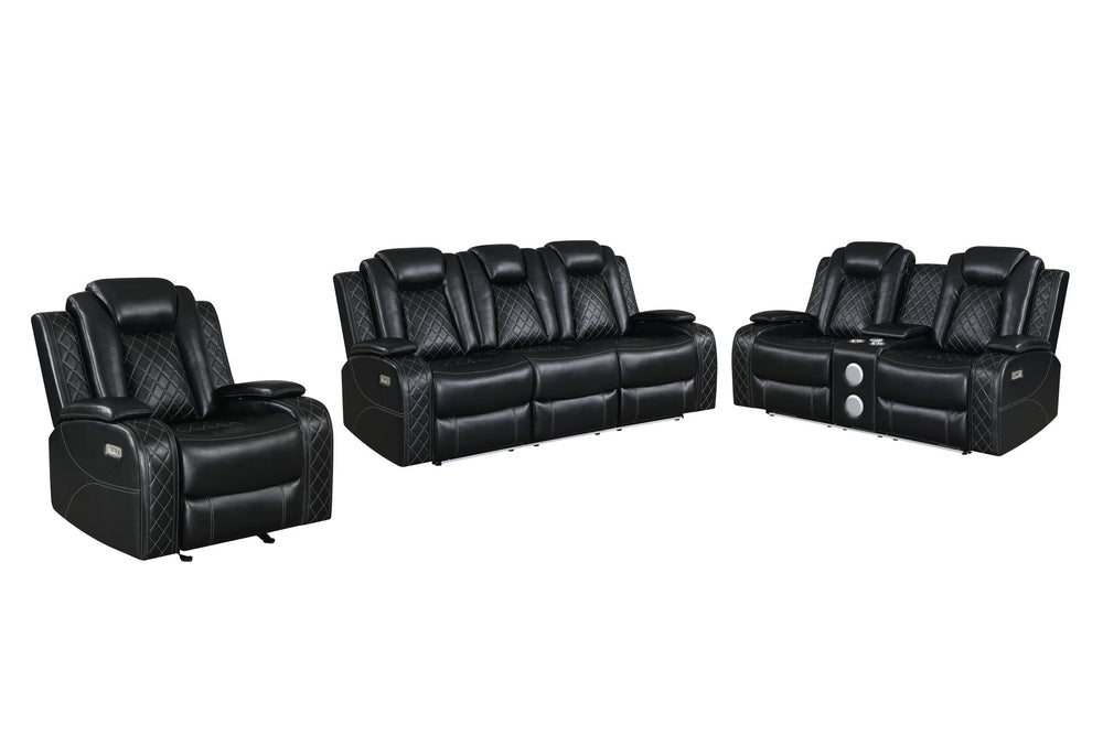 Orion II - Reclining Sofa Set Black 2 Pc. Reclining Sofa, Loveseat