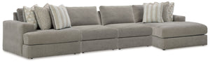 Avaliyah - Sectional Dark Gray 4 Pc. Right Arm Facing Corner Chaise Sectional