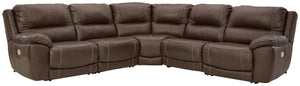 Dunleith - Power Reclining Sectional Dark Brown 5 Pc. Power Reclining Sectional